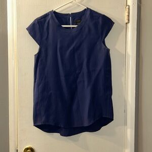 Used Condition J.Crew Drapey Oxford Crepe Cap-Sleeve Top in Dark Blue